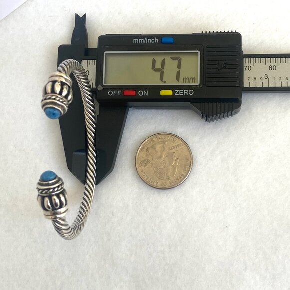 Sterling Silver 925 Mexico Chunky Blue Sodalite Twisted Rope Cuff Bracelet 6.25" - Picture 16 of 16